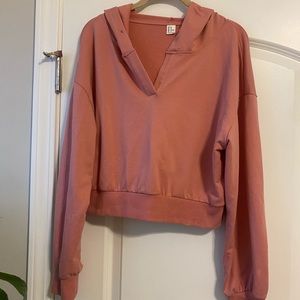 Pink hoodie crop sweater